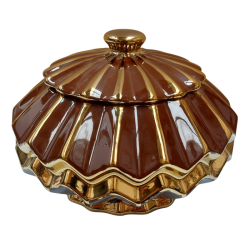 Sopera Porcelana Oya 18 x 27 cm (Marron con dorado)
